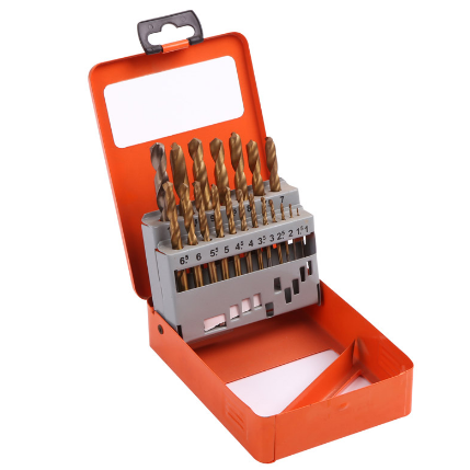 19 PCS HSS twist drill bit set ( red metal box )