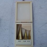 3PCS STEP DRILL SET WOODEN BOX